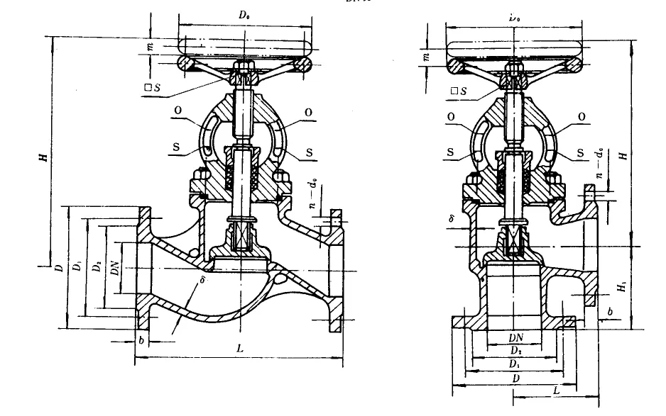 GBT 588 Marine Bronze Stop Check Valve Drawing