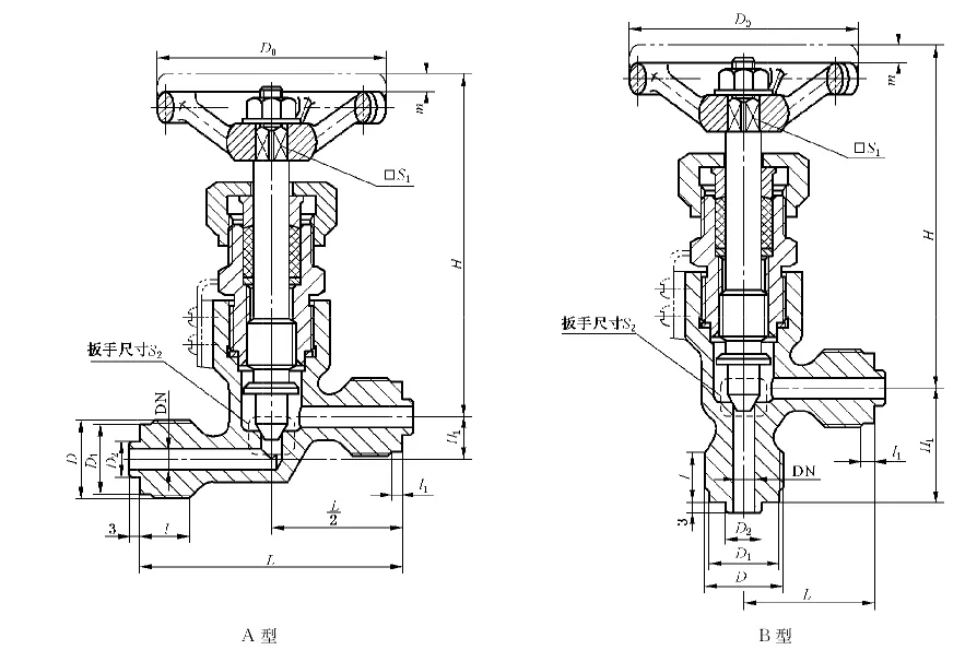 GBT 595 High-Pressure Marine Globe Valve Drawing